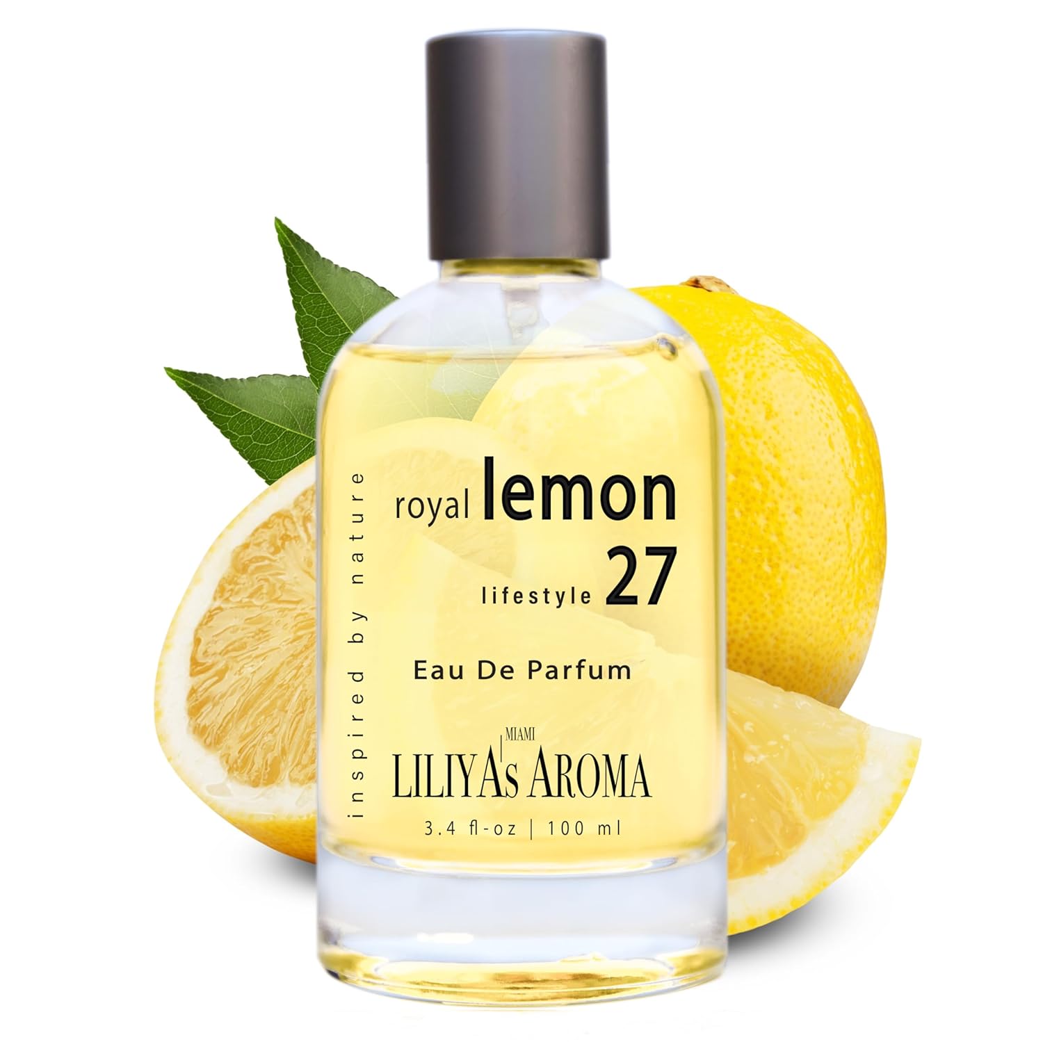 Liliya's Aroma Royal Lemon 27 Eau De Parfum - Vegan & Clean Perfume for Women & Men - Citrus Perfume - Fresh Lemon Notes & Green Musk 3.4 Fl Oz